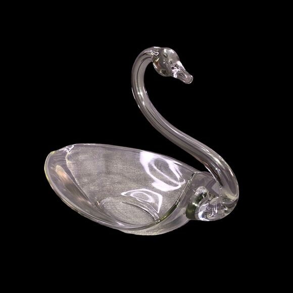 Vintage Duncan & Miller Elegant Glass Swan Dish, Centerpiece, HandShaped Glass - Picture 2 of 9